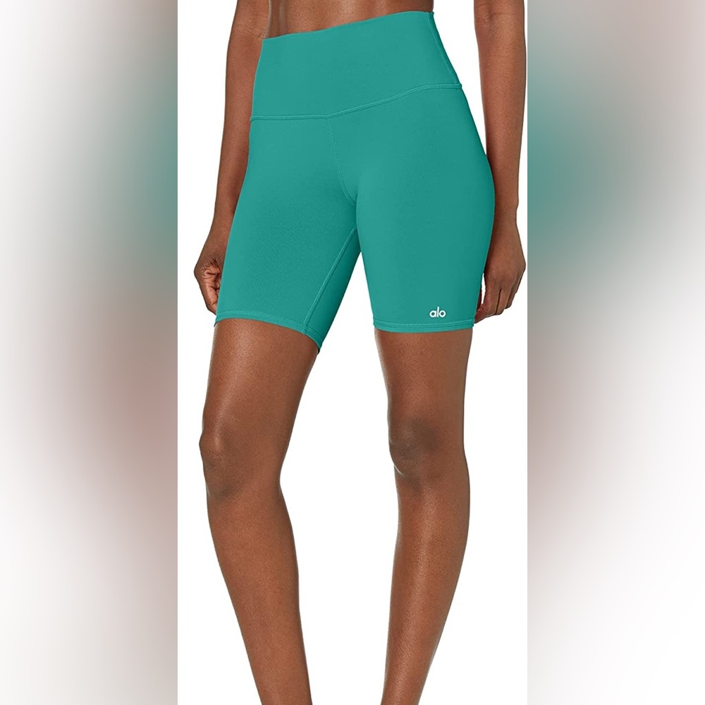 ALO High-Waist Biker Shorts Ocean Teal - XXS